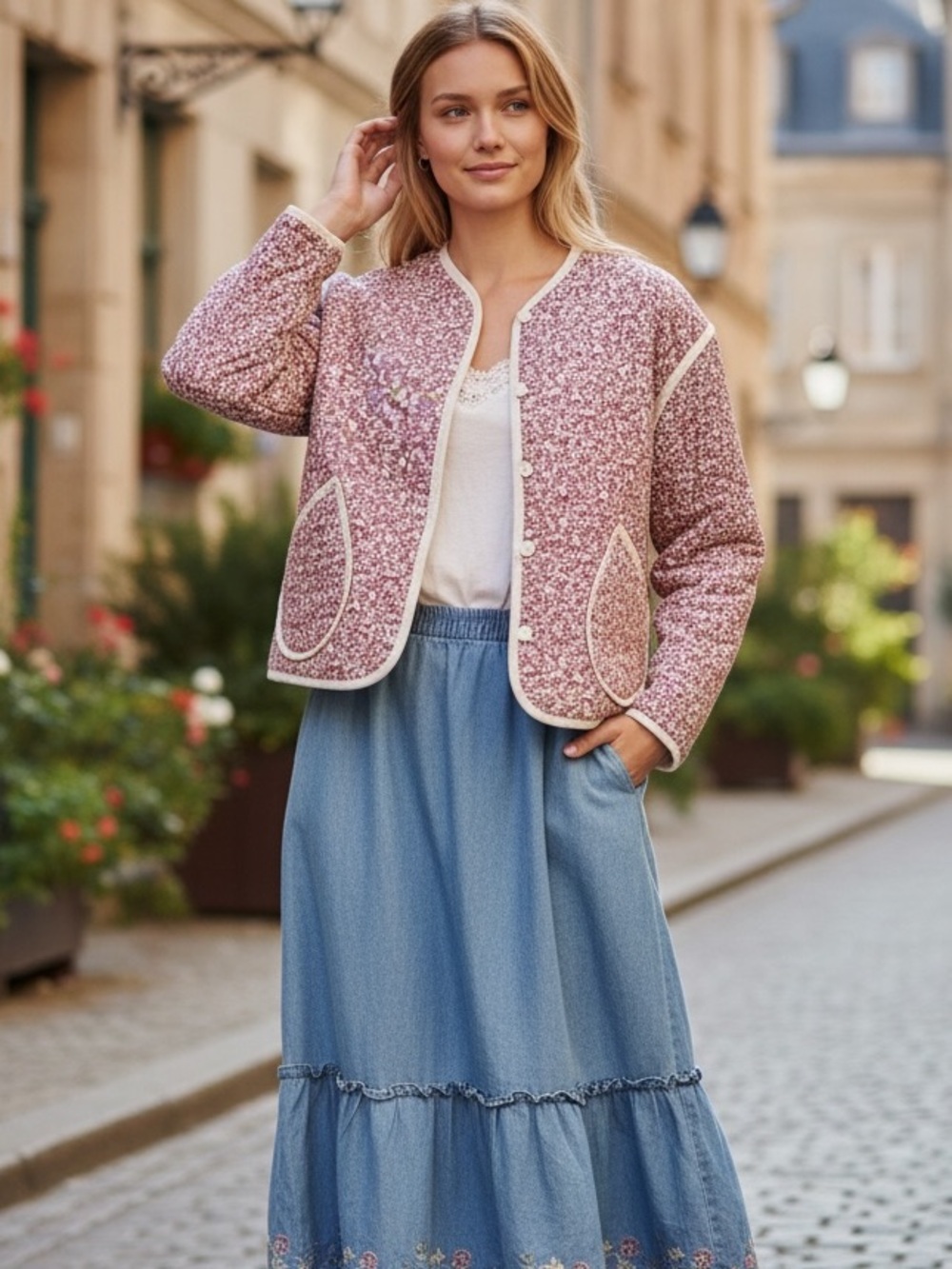 UNIVERSAL THREAD DITSY FLORAL COTTAGECORE QUILTED SPRING JACKET BOHO COAT MEDIUM